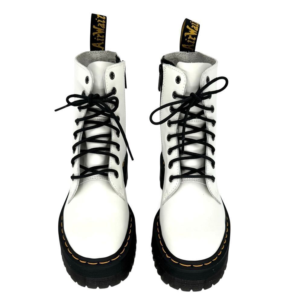 Dr. Martens Jadon White Platform Boots Lace Up Zip Combat Edgy Women's Size 8 - Picture 5 of 11